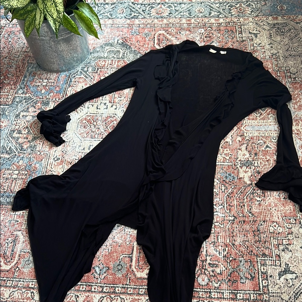 Elegant Black Ruffled Cardigan